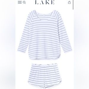 Lake Pajama Pima Long-Short Set in Cobalt - size small. Worn once